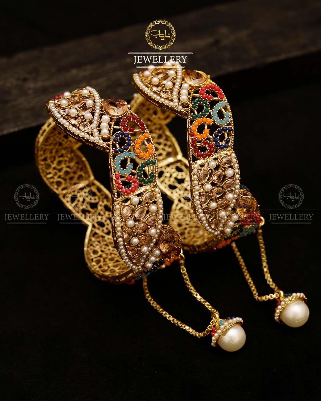 Marquise cut Openable Bangles (pair)-2591