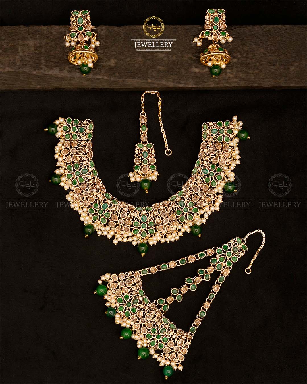 Fliexible Zirconia Bridal set-2852-Golden