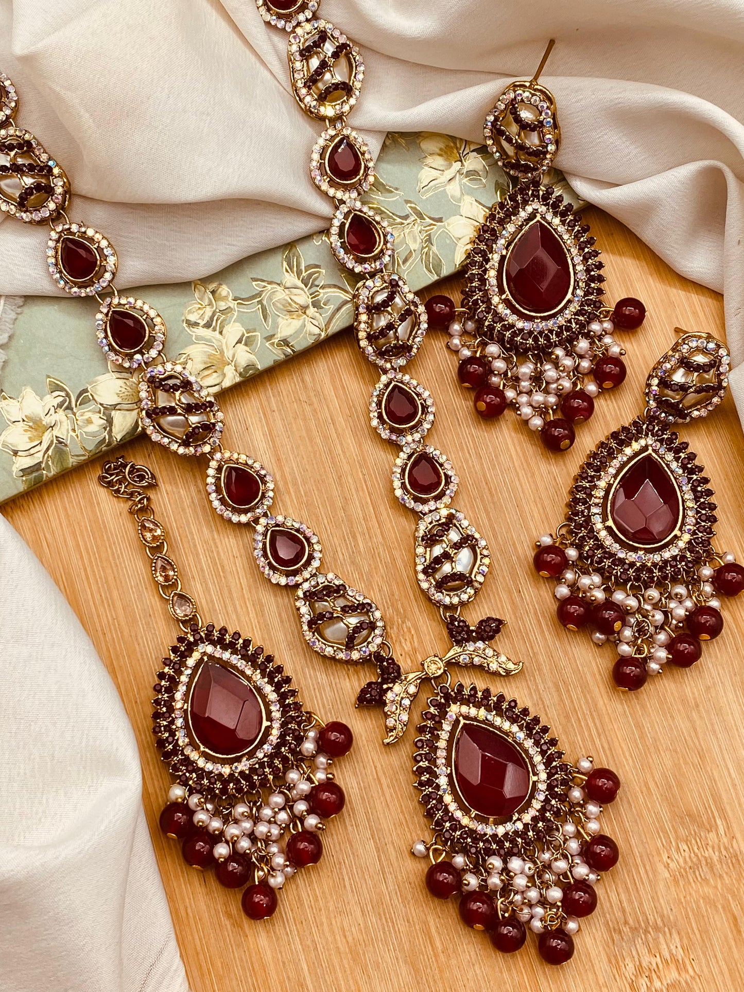 Turkish Mother pearl Long Mala set-2777 Nayab Jewellery
