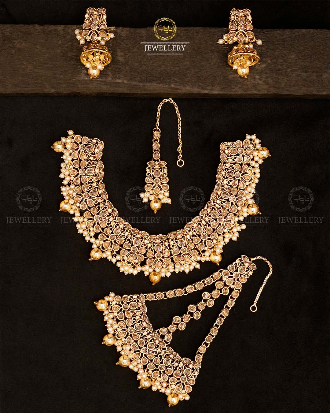 Fliexible Zirconia Bridal set-2852-Golden