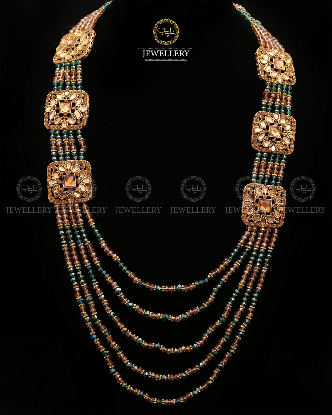 Bridal Broch Mala (with out Earrings)-2732-Golden Nayab Jewellery