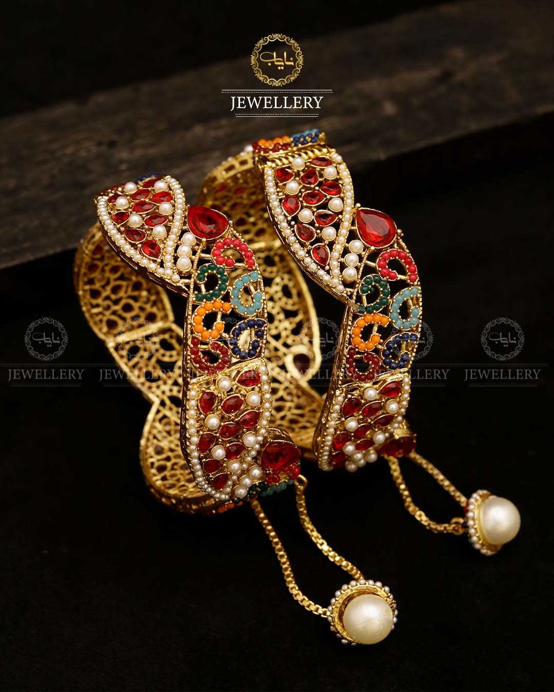 Marquise cut Openable Bangles (pair)-2591