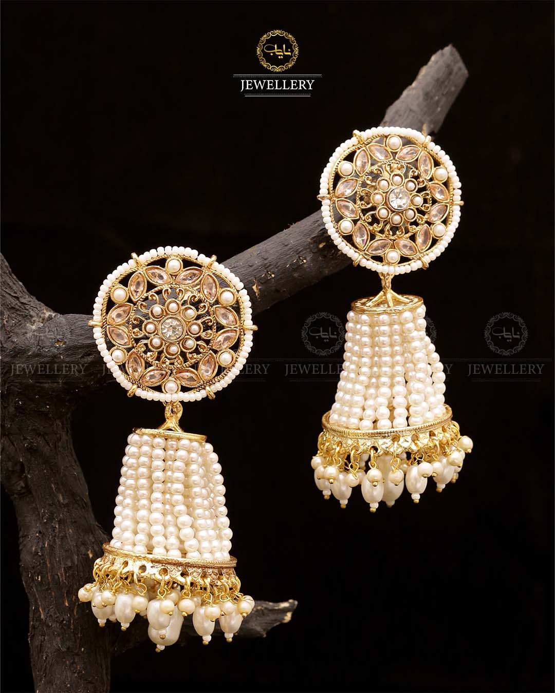 Polki Pearl Jhumka-2685 Nayab Jewellery