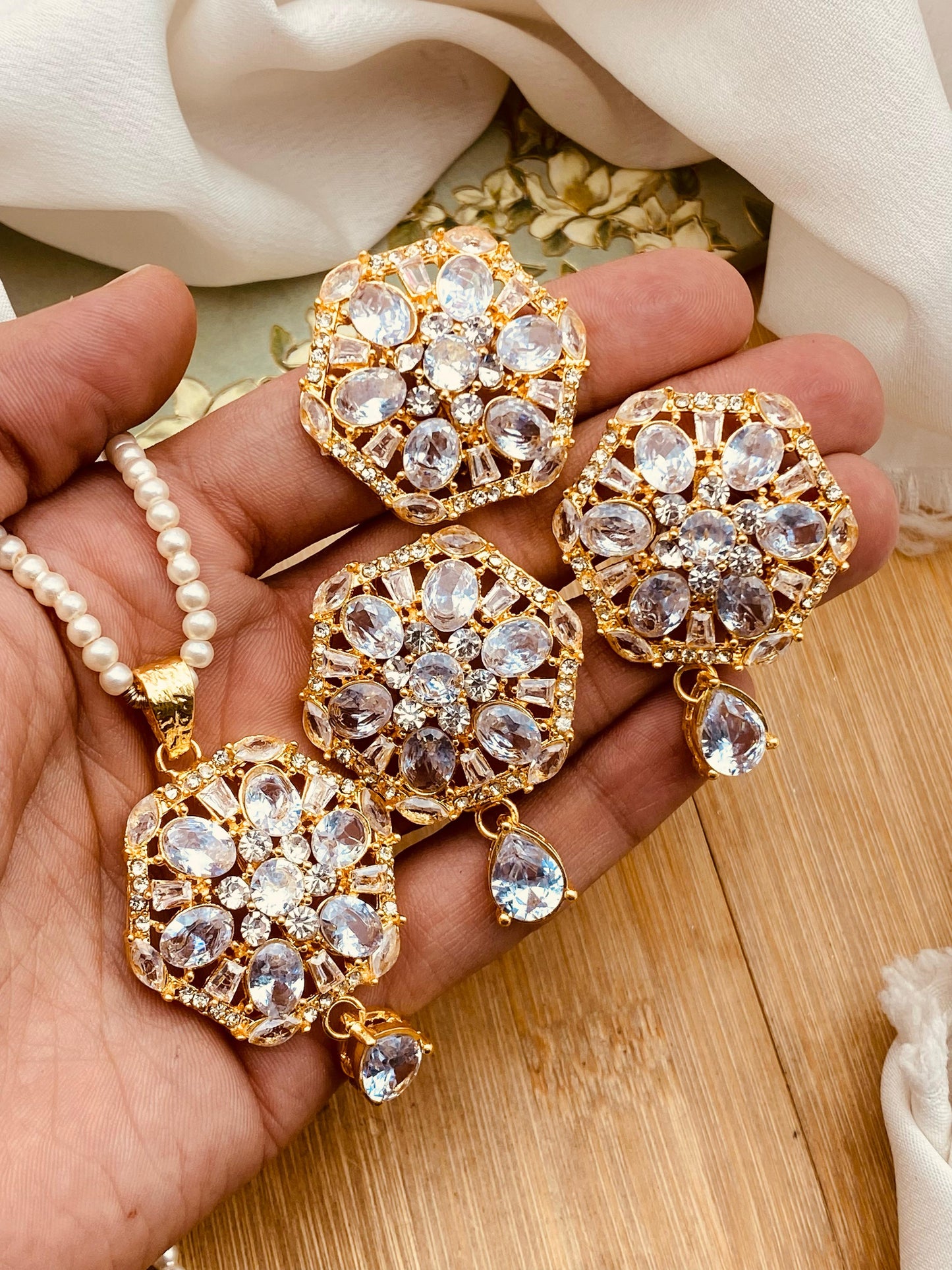 Egyptian Flower Combo Locket set-2437-Golden