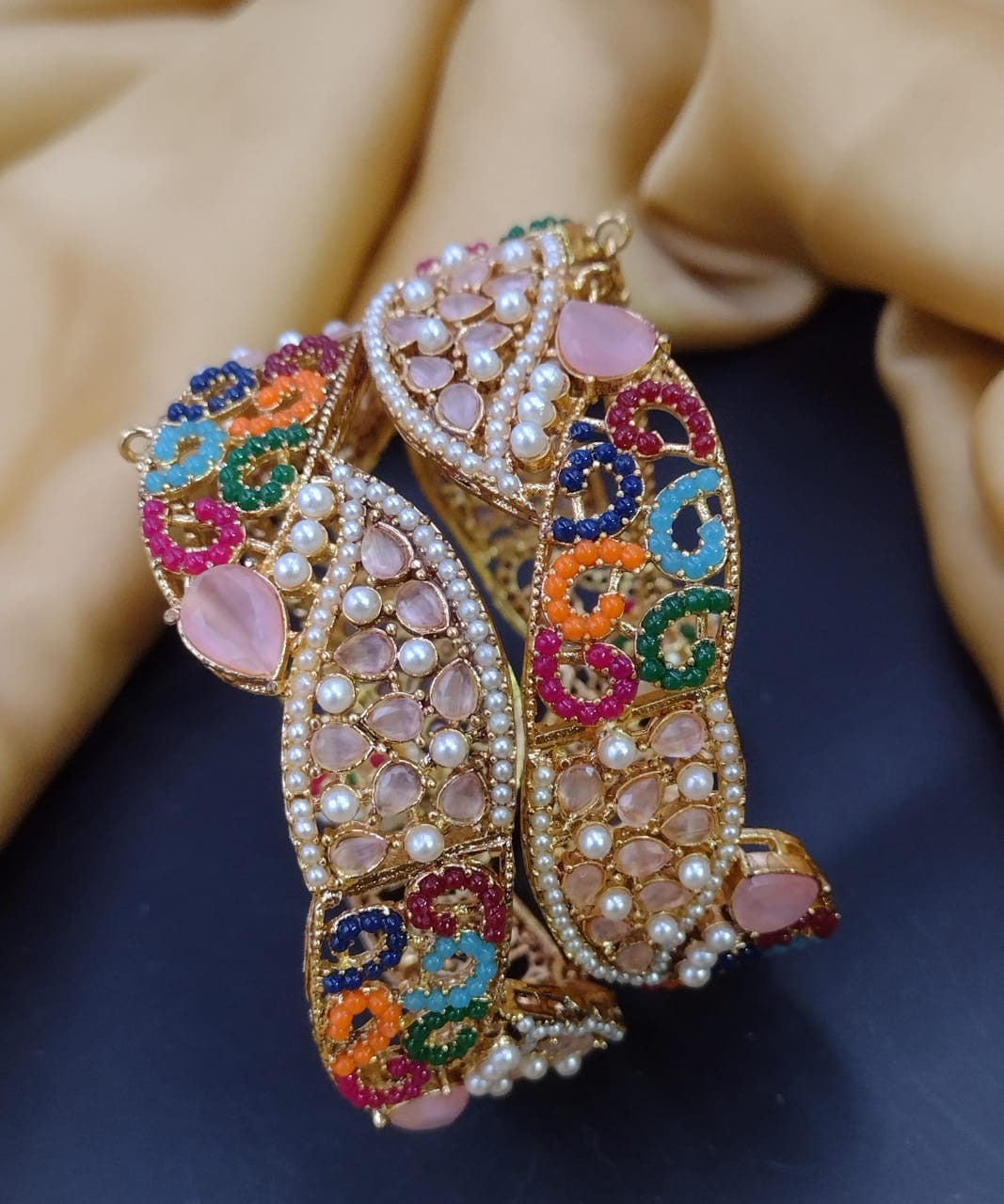 Marquise cut Openable Bangles (pair)-2591 Nayab Jewellery