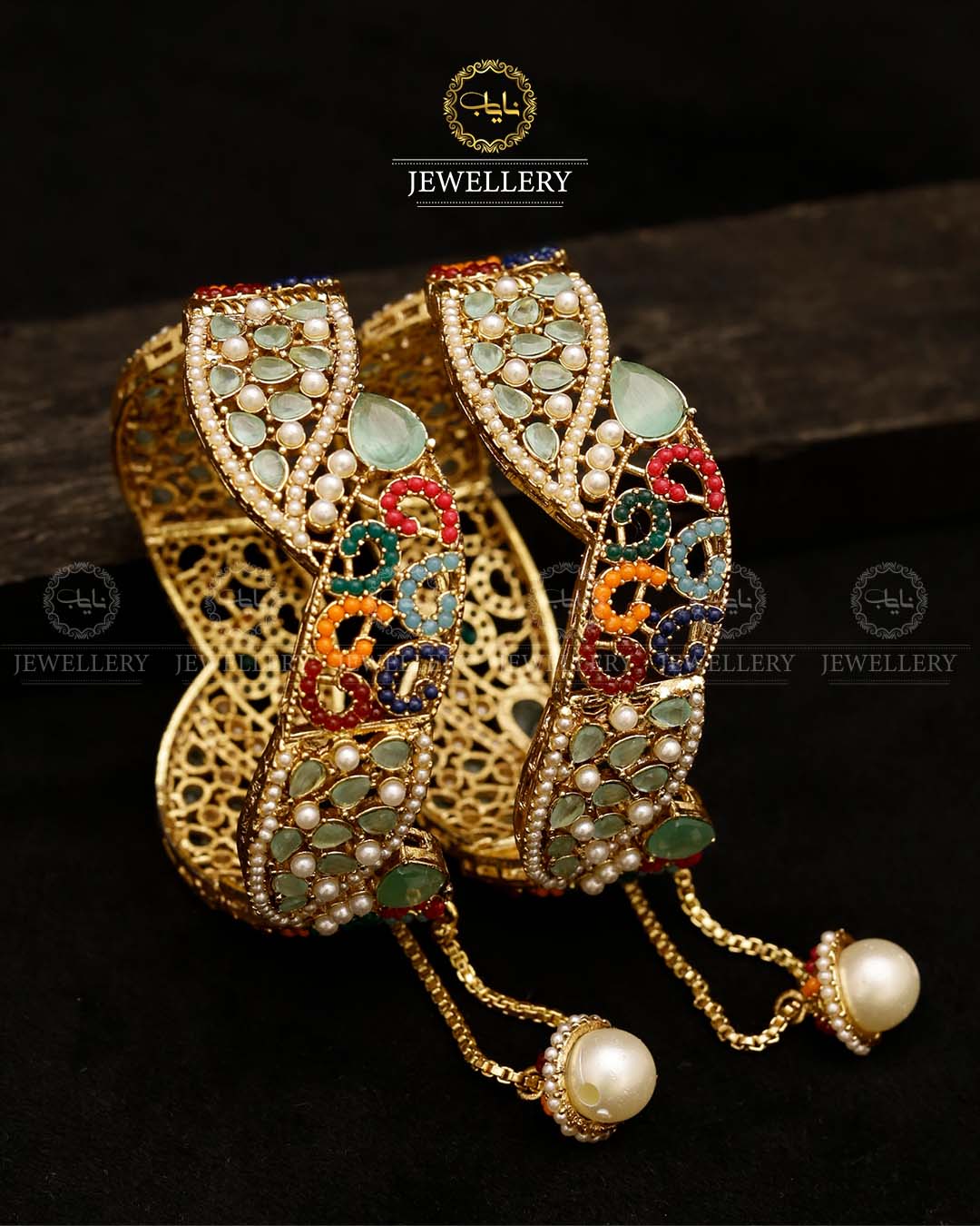 Marquise cut Openable Bangles (pair)-2591