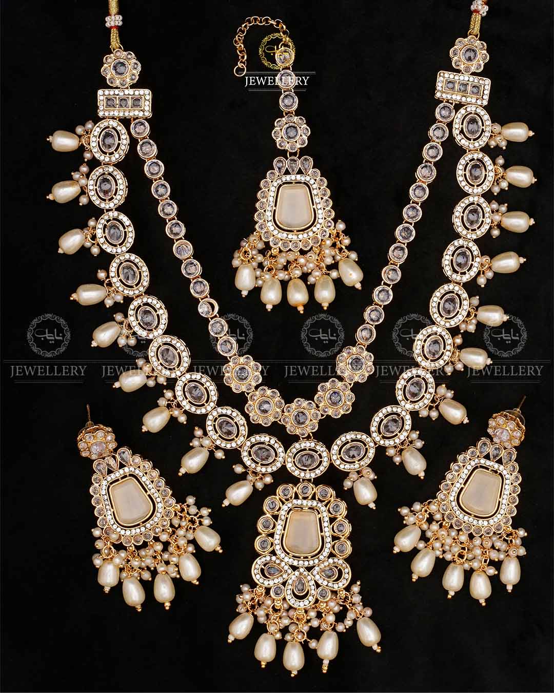 2 layers Bridal Necklace set-2533 Nayab Jewellery