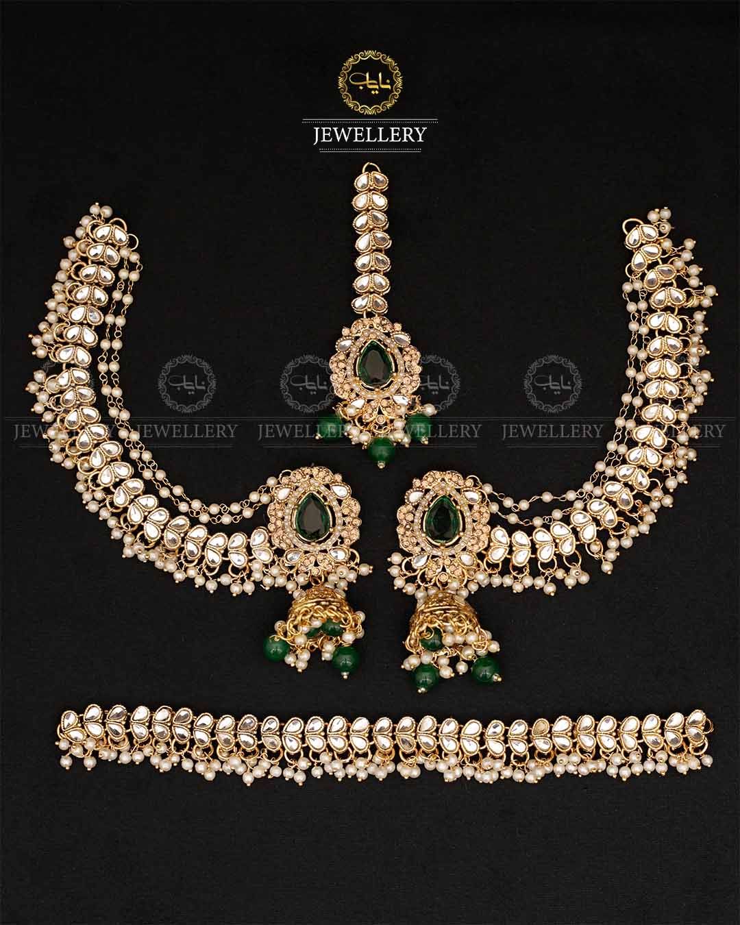 Kundan Chokar with bahubali Earrings Tika -2610