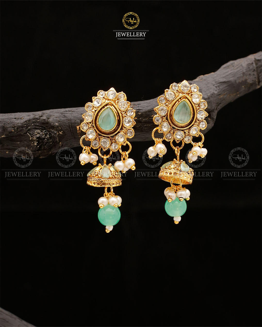 Uncut Small Jhumki-2554-Golden Nayab Jewellery