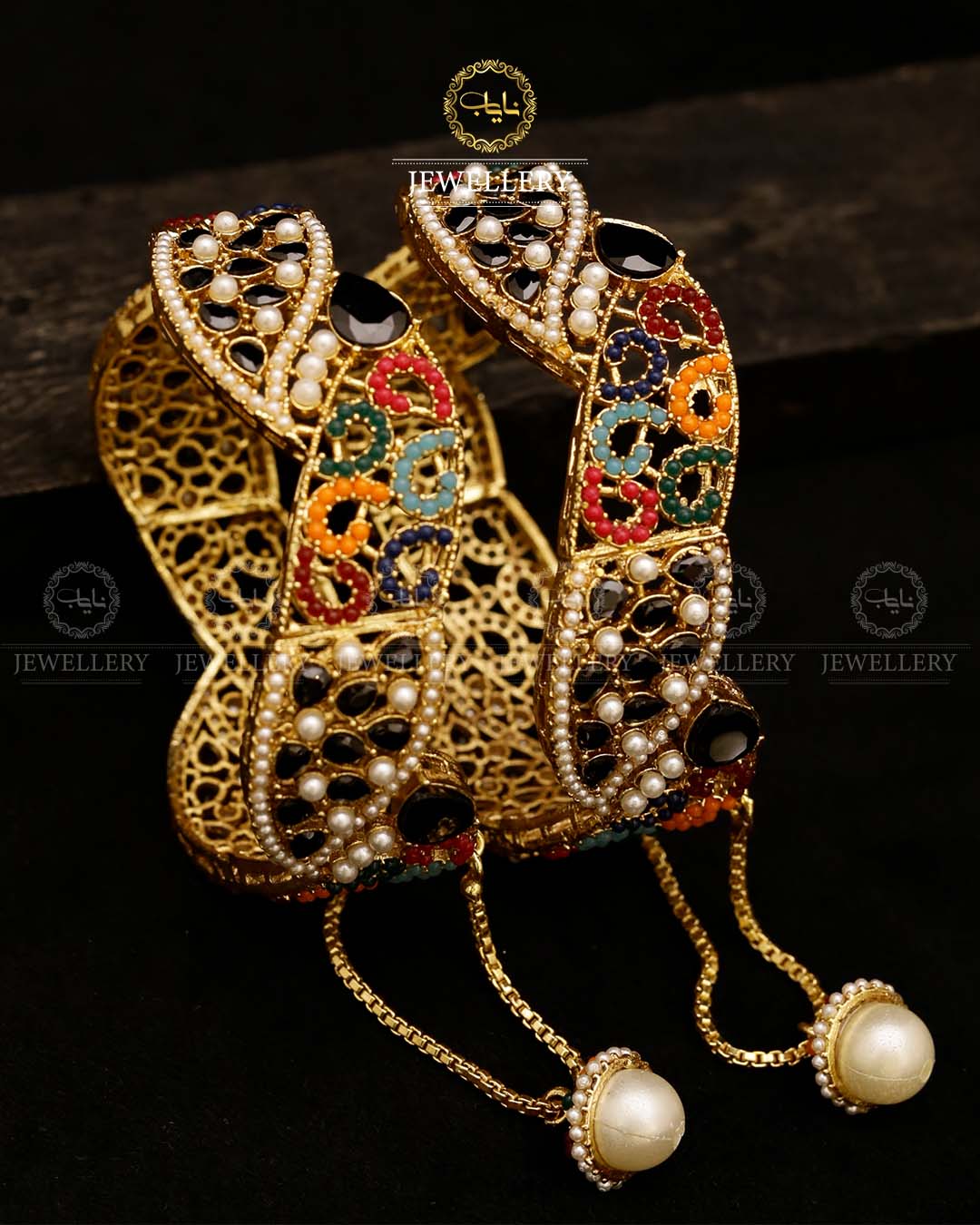 Marquise cut Openable Bangles (pair)-2591