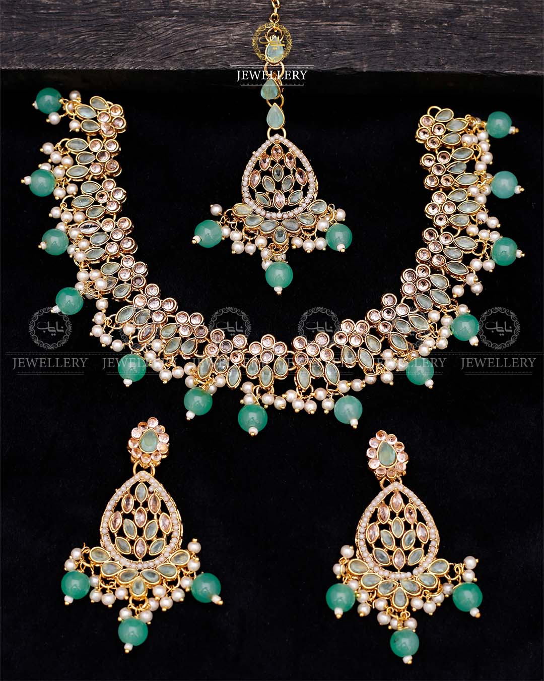 Zirconia Necklace set-2559-Golden Nayab Jewellery