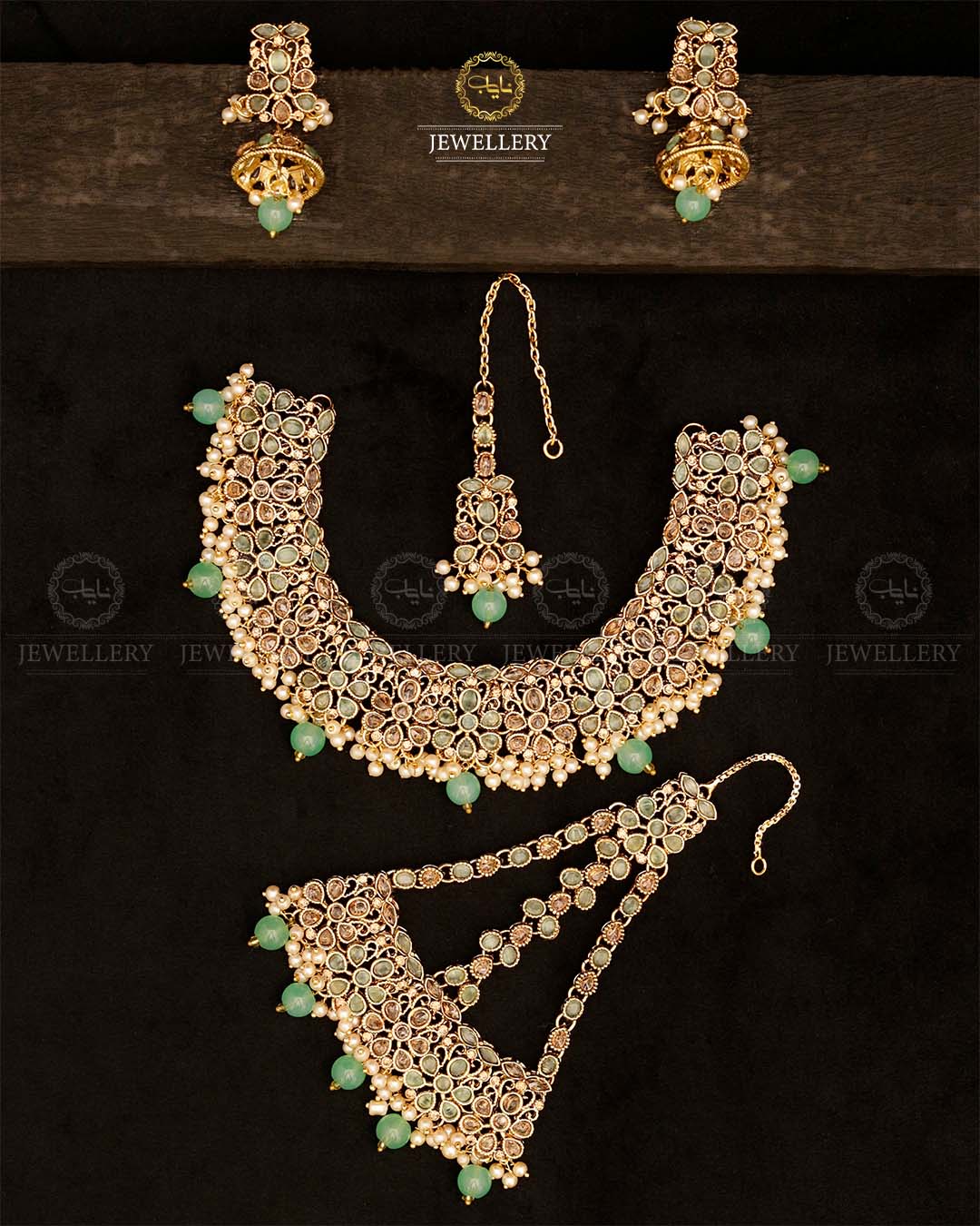 Fliexible Zirconia Bridal set-2852-Golden