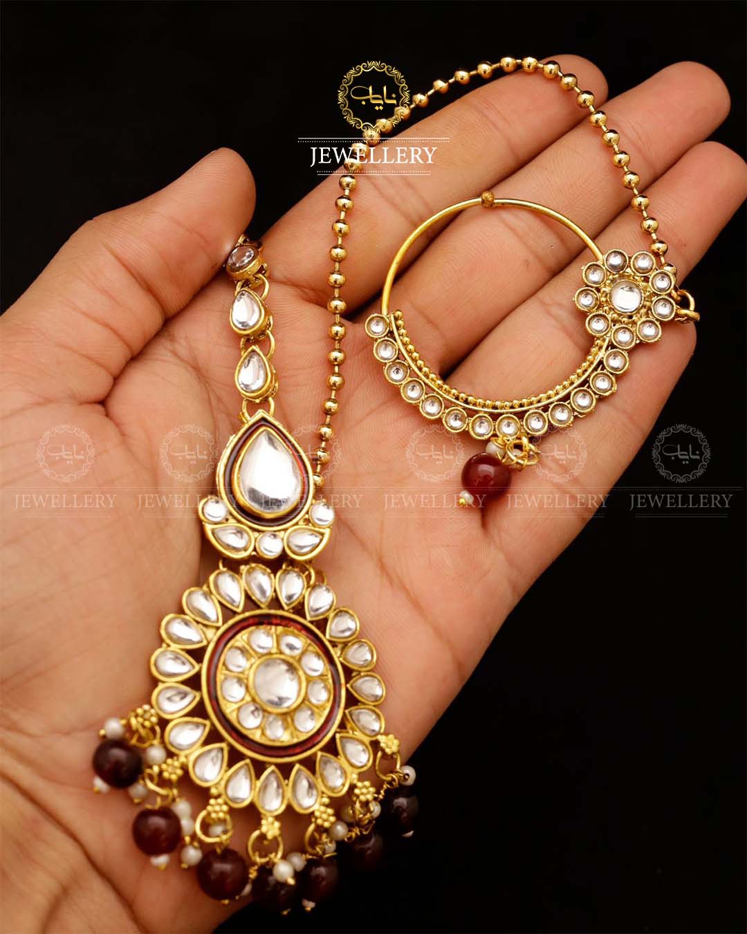 Indian Uncut Kundan 7 pcs Birdal Set-2720 Nayab Jewellery