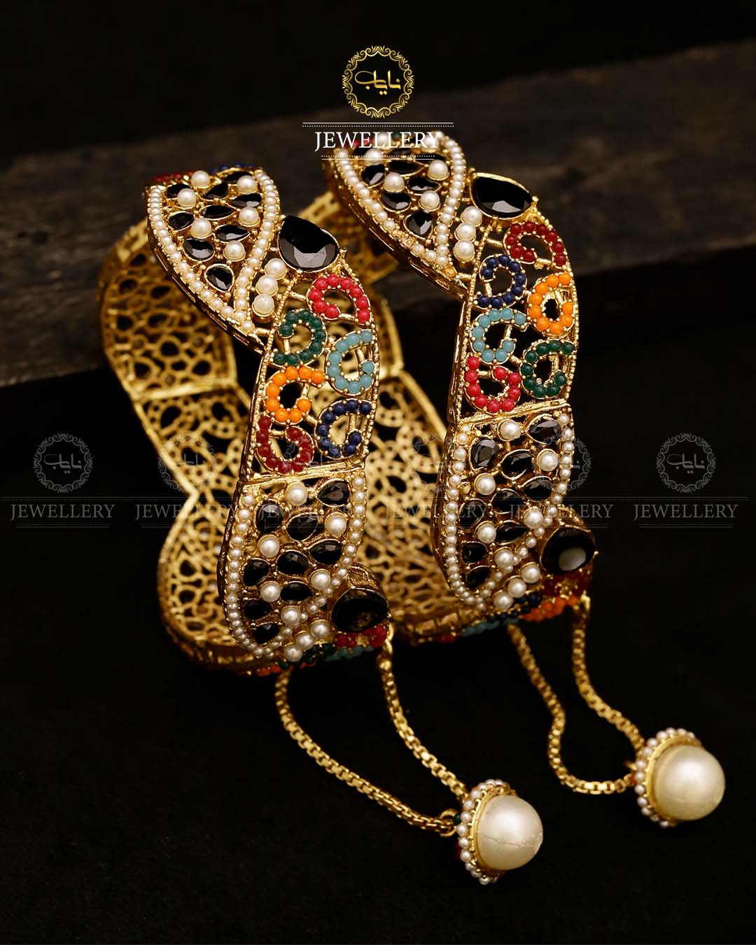 Marquise cut Openable Bangles (pair)-2591