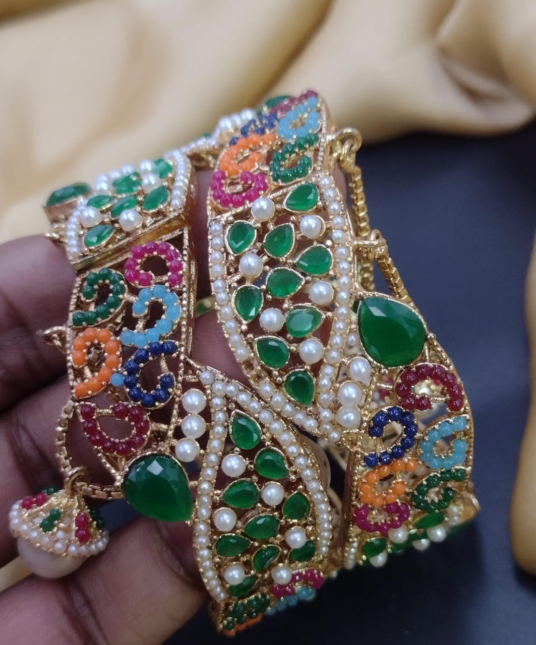 Marquise cut Openable Bangles (pair)-2591 Nayab Jewellery