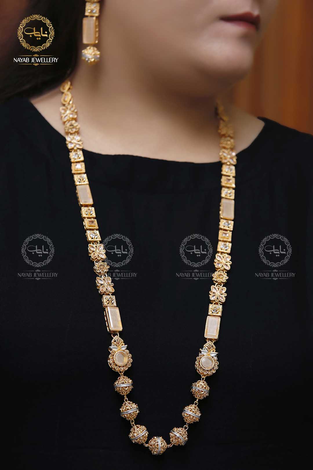 Trendy Bridal Egyptian Mala with Earring NJ-1166