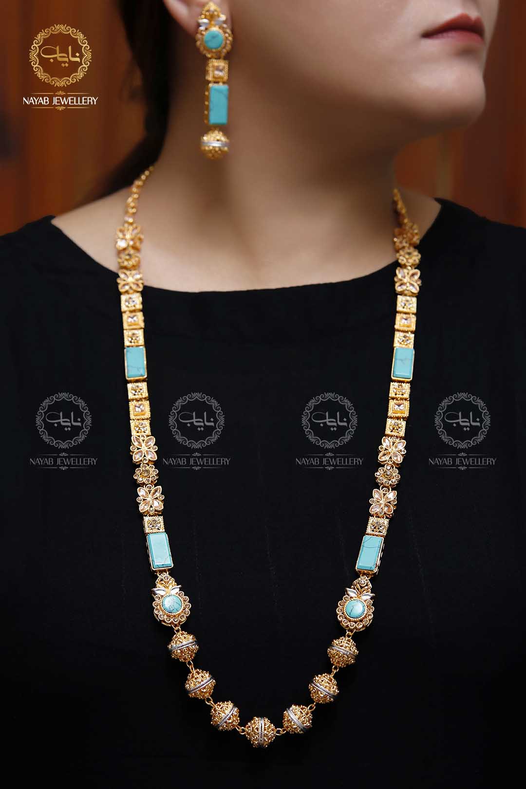 Trendy Bridal Egyptian Mala with Earring NJ-1166