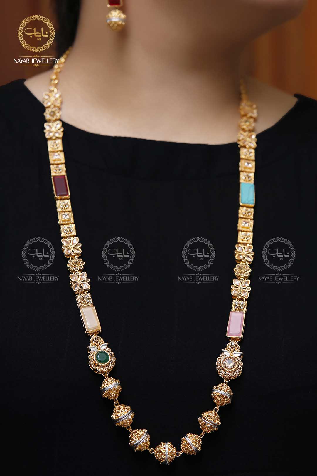 Trendy Bridal Egyptian Mala with Earring NJ-1166