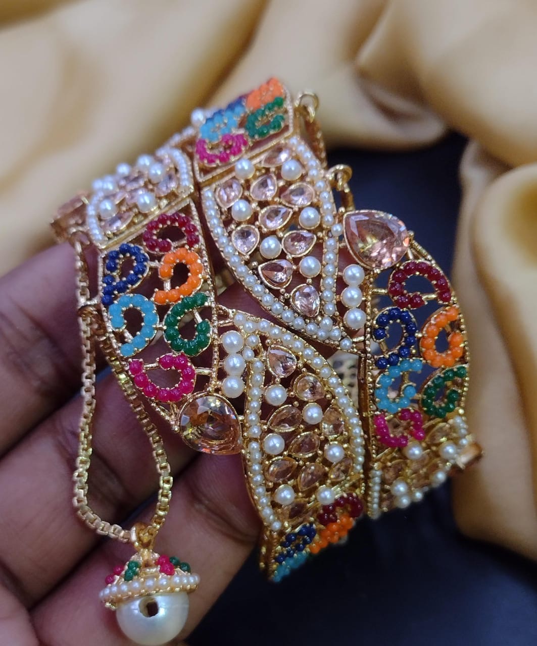 Marquise cut Openable Bangles (pair)-2591 Nayab Jewellery