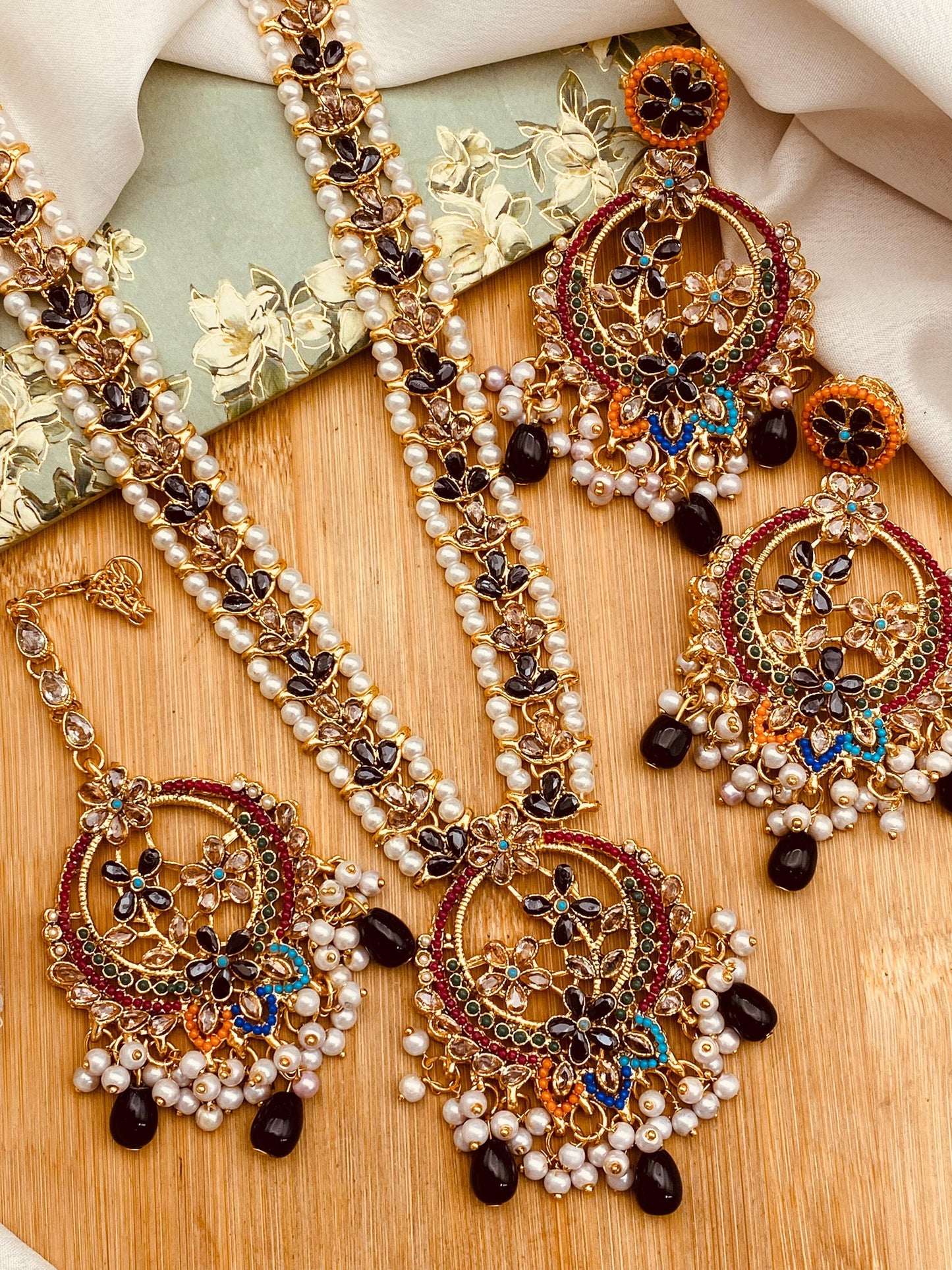 Zarcon Mala set with Hoops & Tika NJ-1919-M Nayab Jewellery