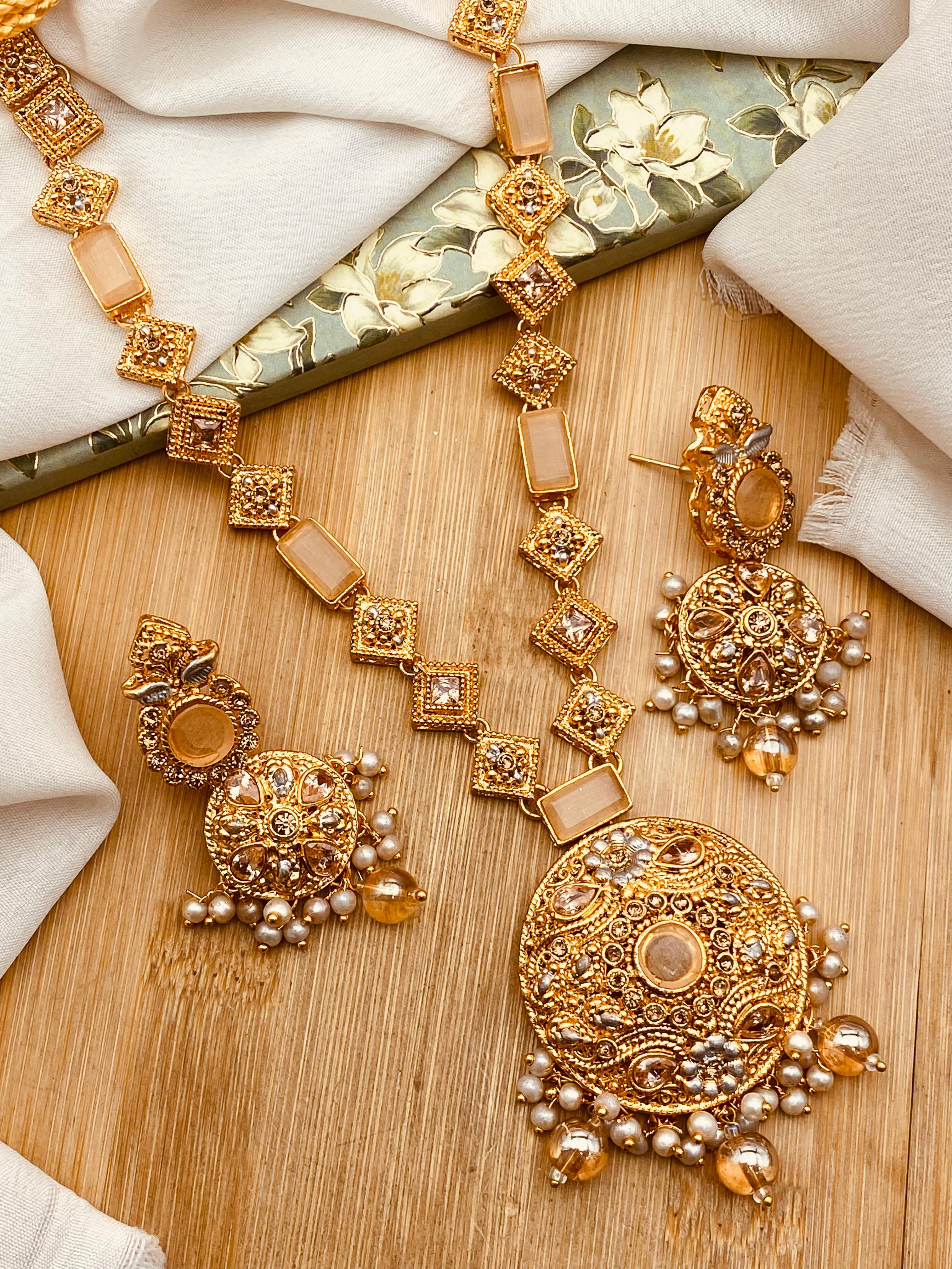 Latest Style Egyptian Mala With Earring NJ-1503 Nayab Jewellery