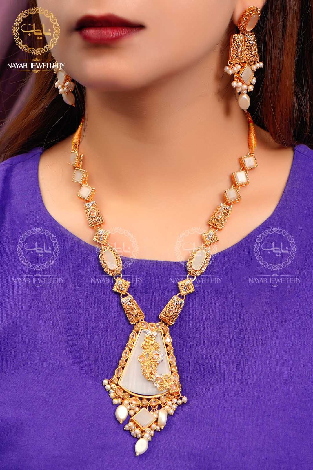 Elegant Egyptian Mala Set with Earring NJ-1212