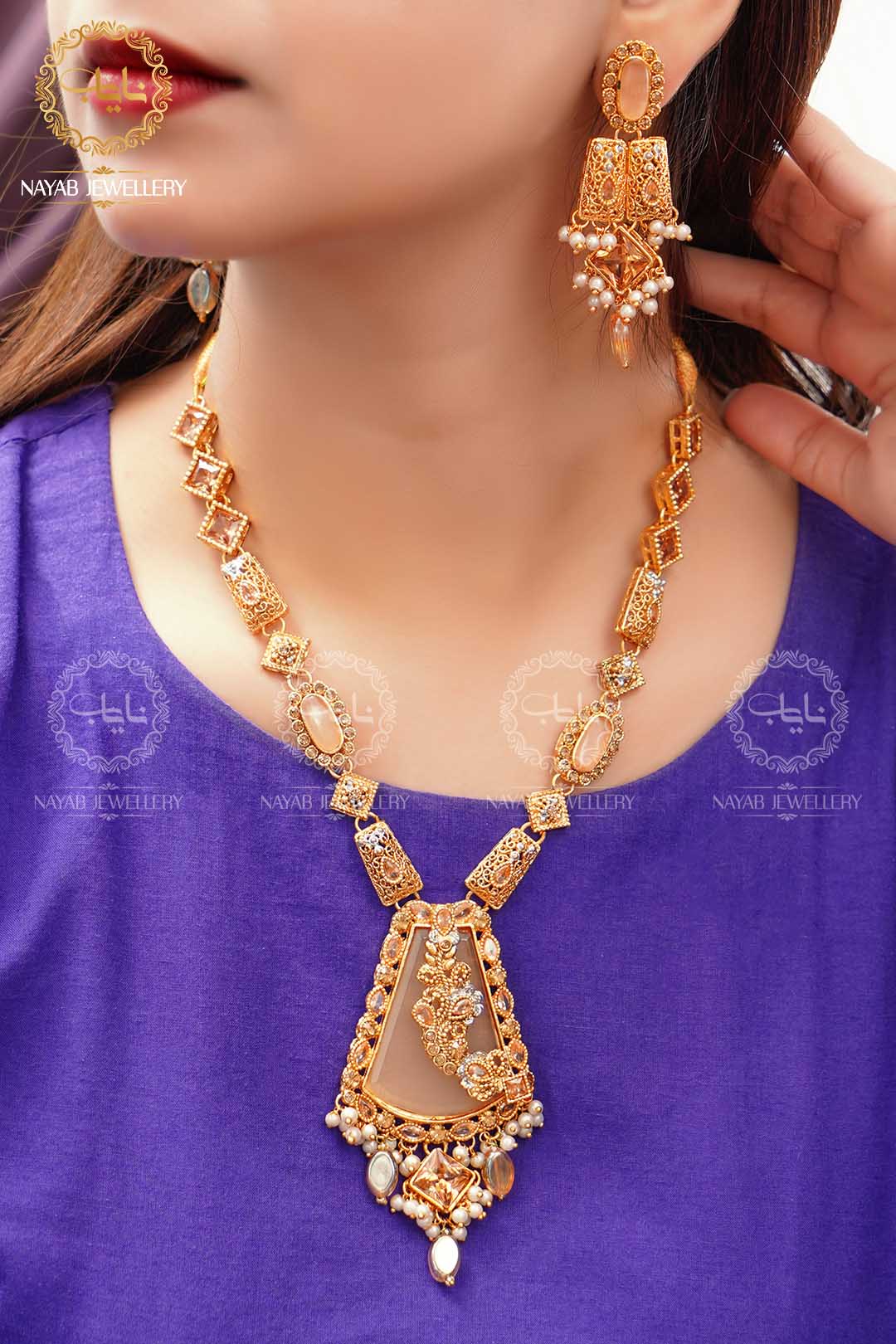 Elegant Egyptian Mala Set with Earring NJ-1212