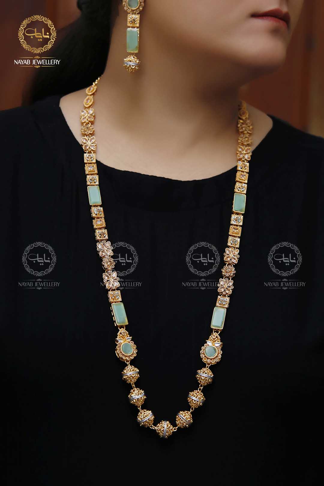 Trendy Bridal Egyptian Mala with Earring NJ-1166