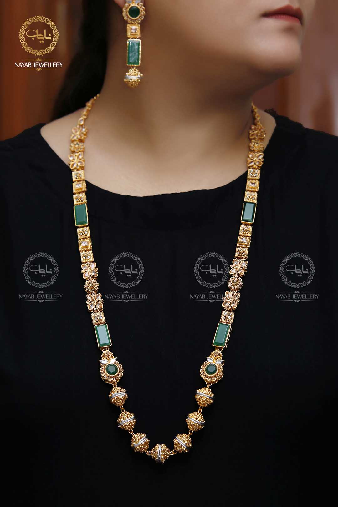 Trendy Bridal Egyptian Mala with Earring NJ-1166