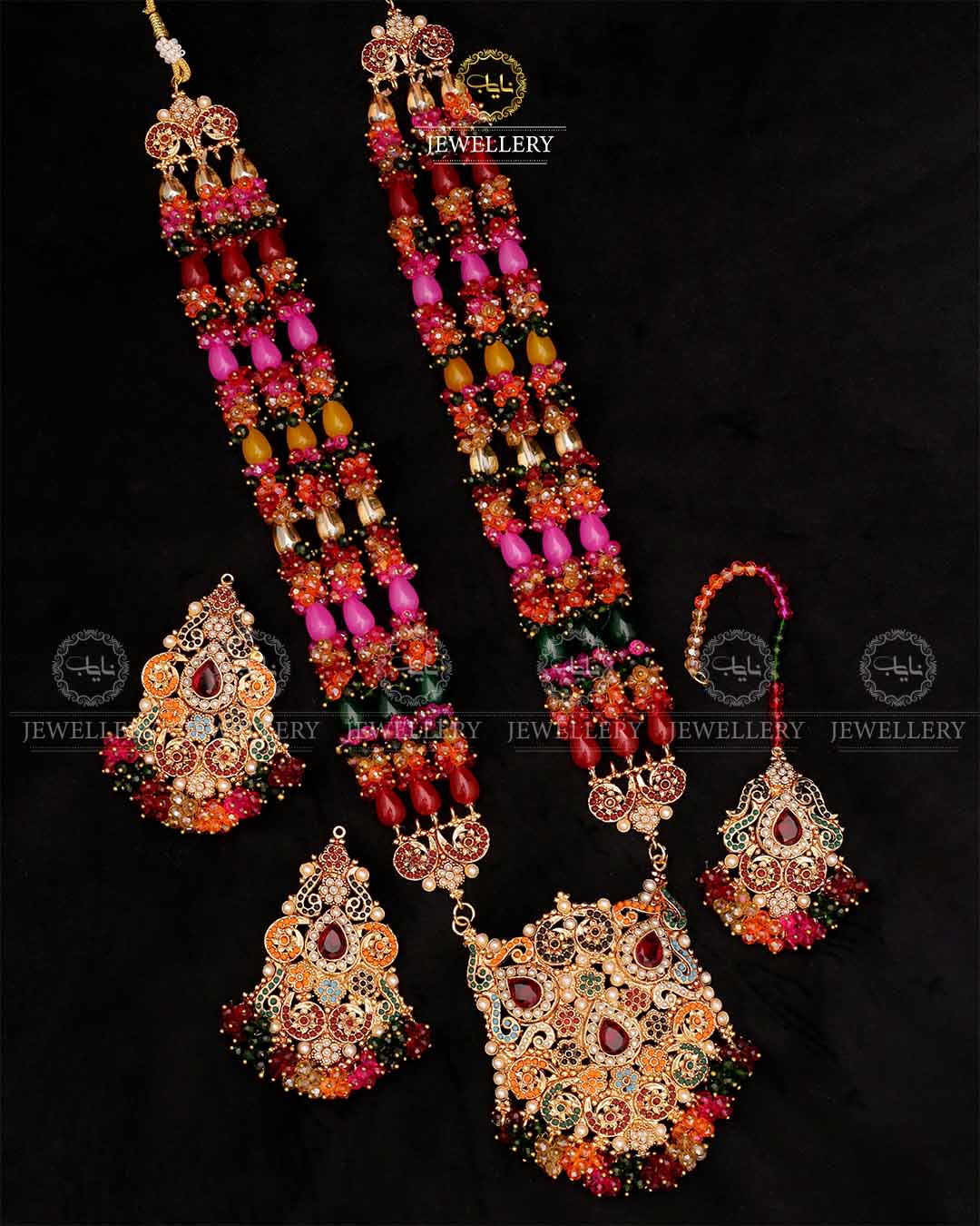 Noratan Gajra Long Mala set-2623 Nayab Jewellery