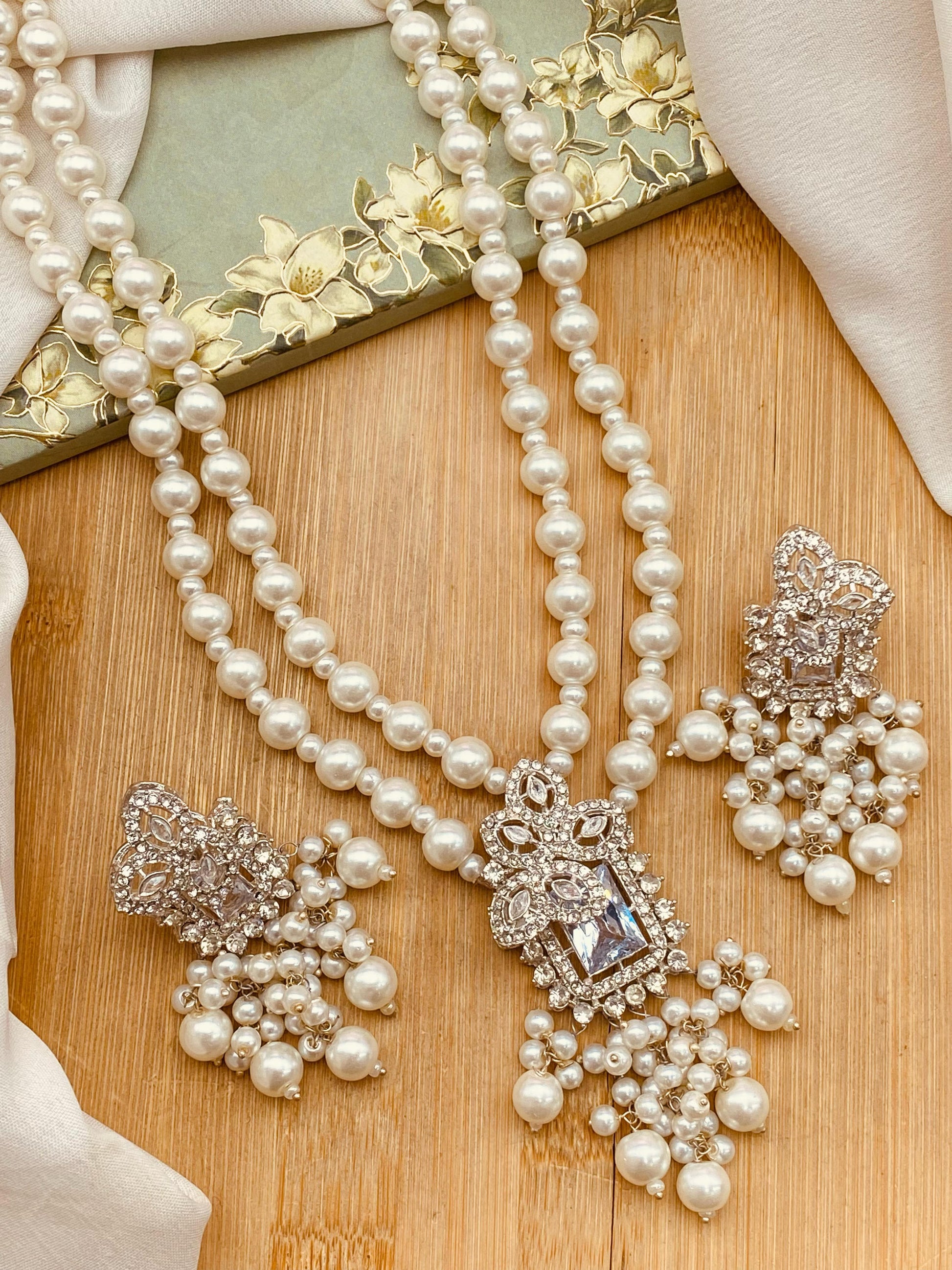 Rozina Zarcon Mala set-2504-Silver Nayab Jewellery