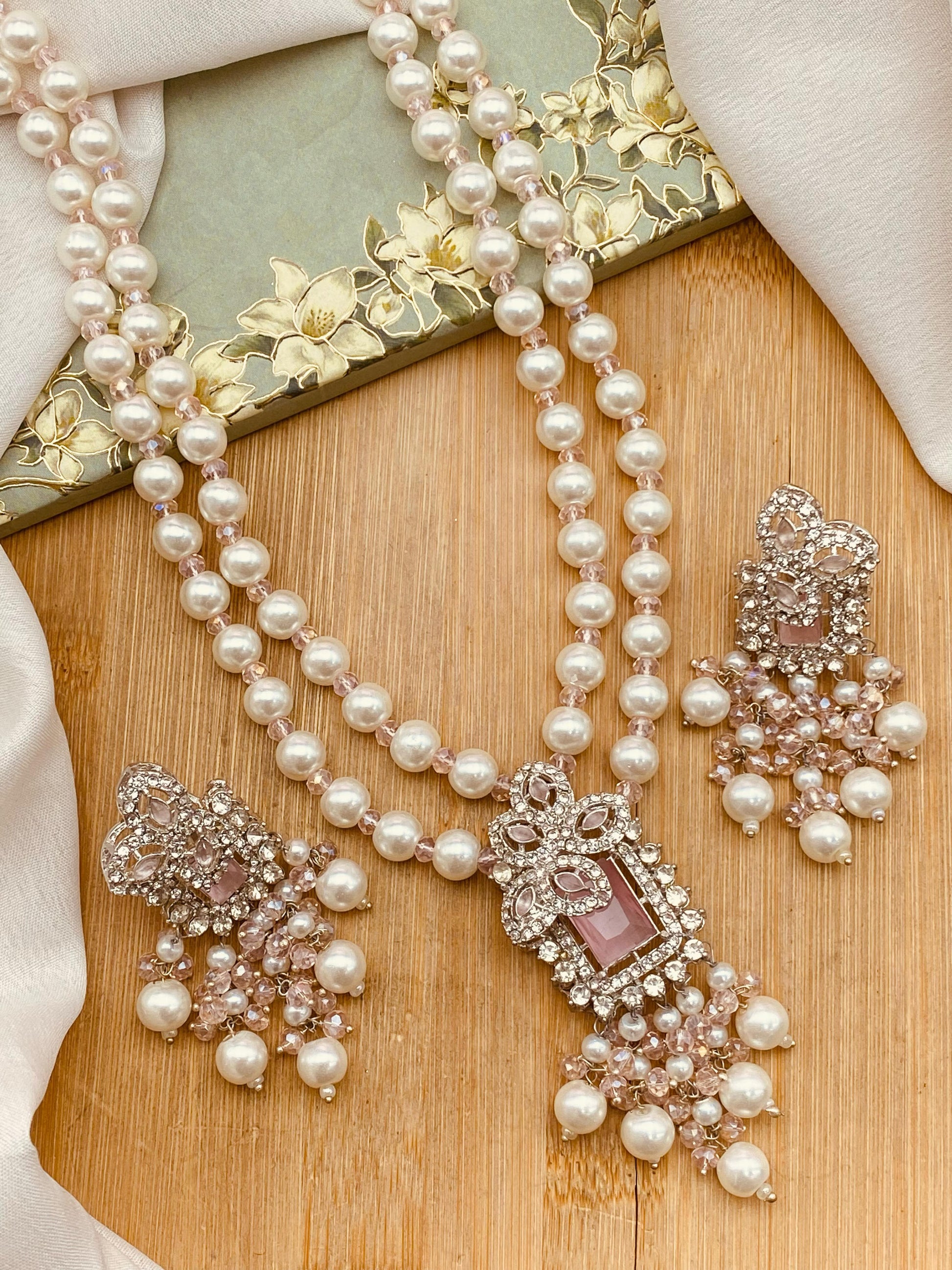 Rozina Zarcon Mala set-2504-Silver Nayab Jewellery