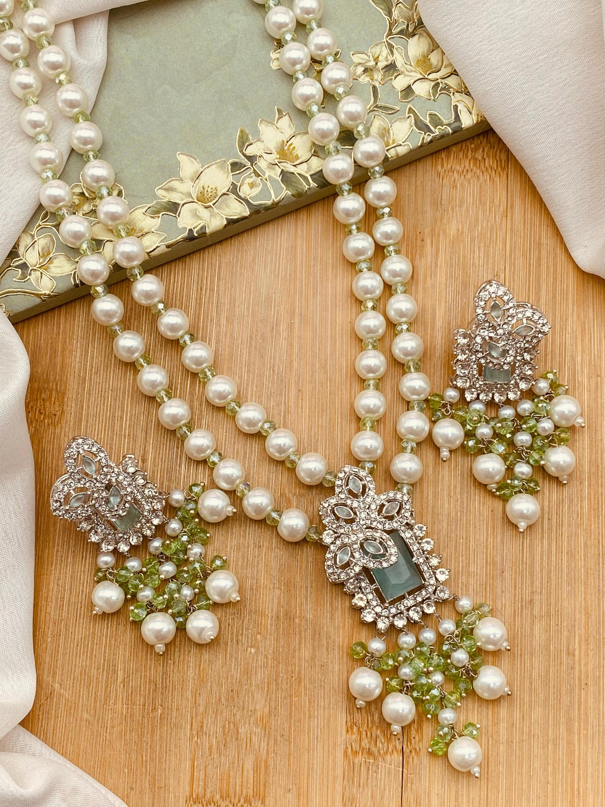 Rozina Zarcon Mala set-2504-Silver Nayab Jewellery