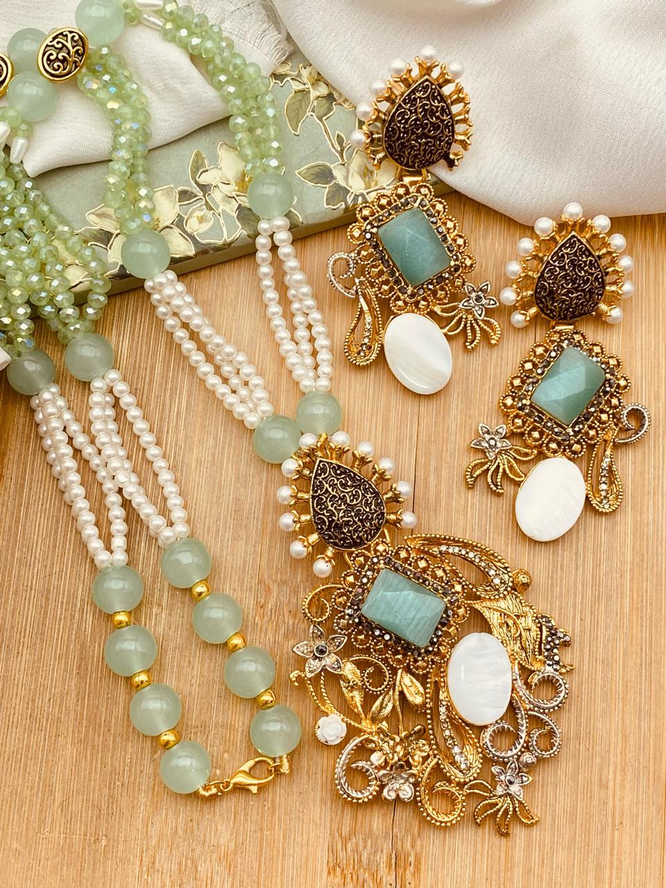 Mother pearl Designer Mala set-2530 Nayab Jewellery