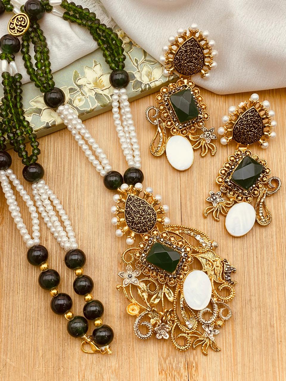 Mother pearl Designer Mala set-2530 Nayab Jewellery