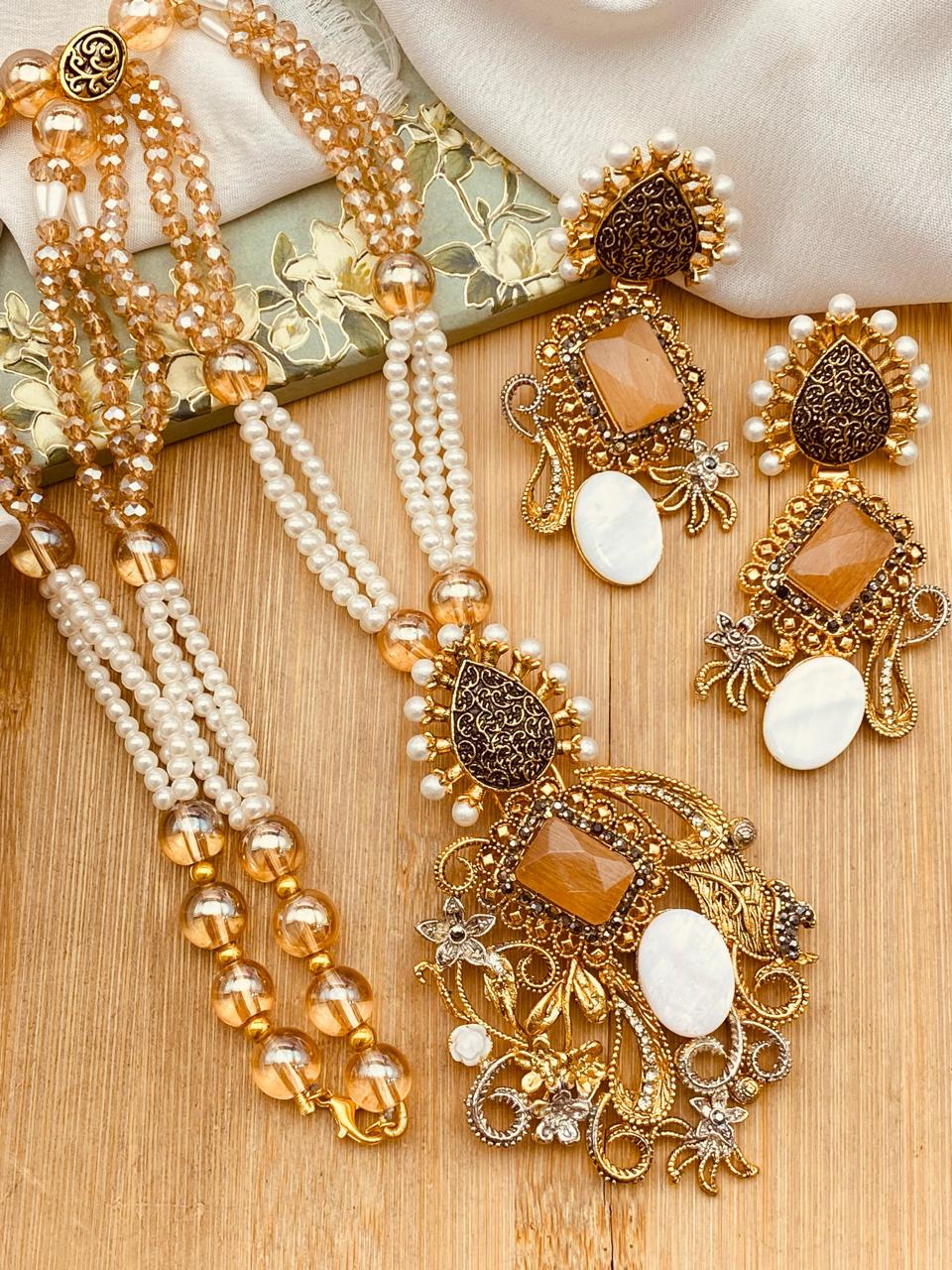 Mother pearl Designer Mala set-2530 Nayab Jewellery