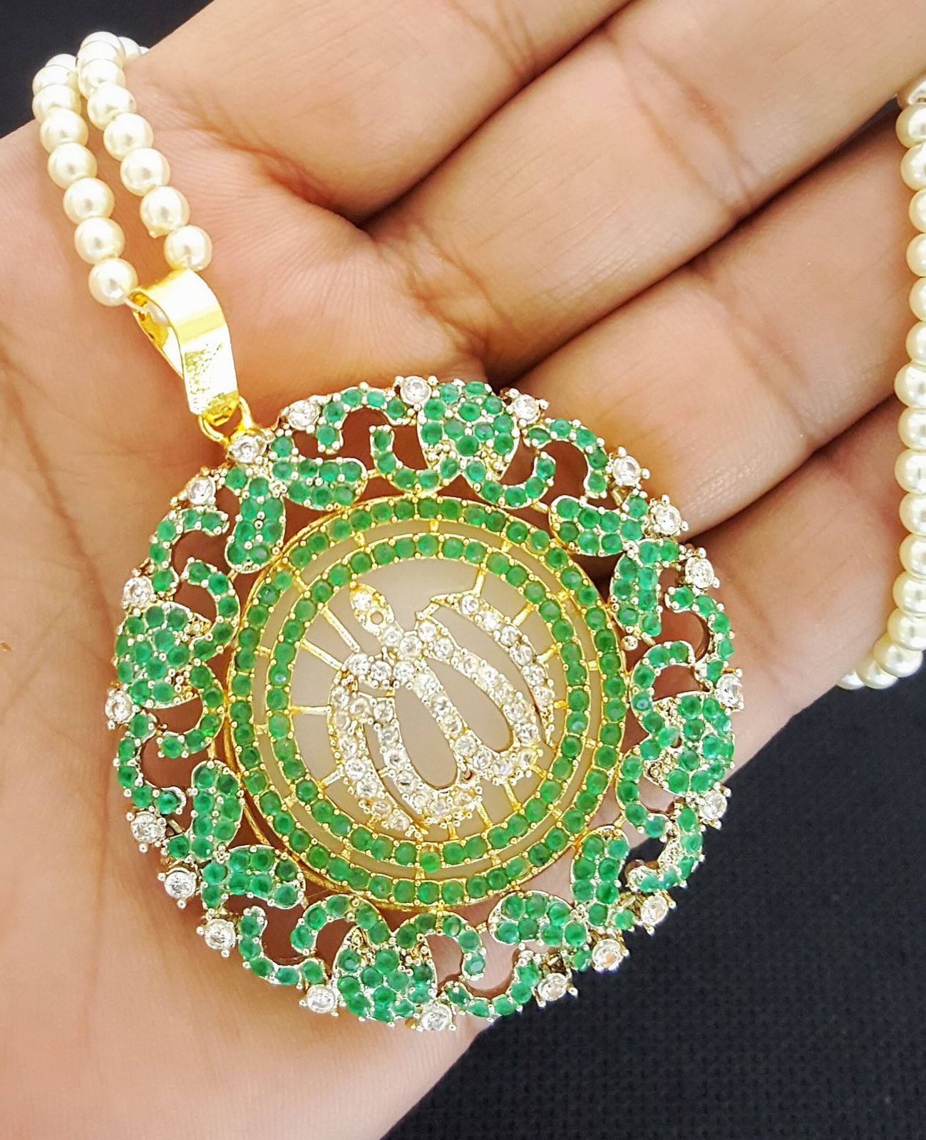 Zarcon Calligraphy Pendant with mala-2579 Nayab Jewellery