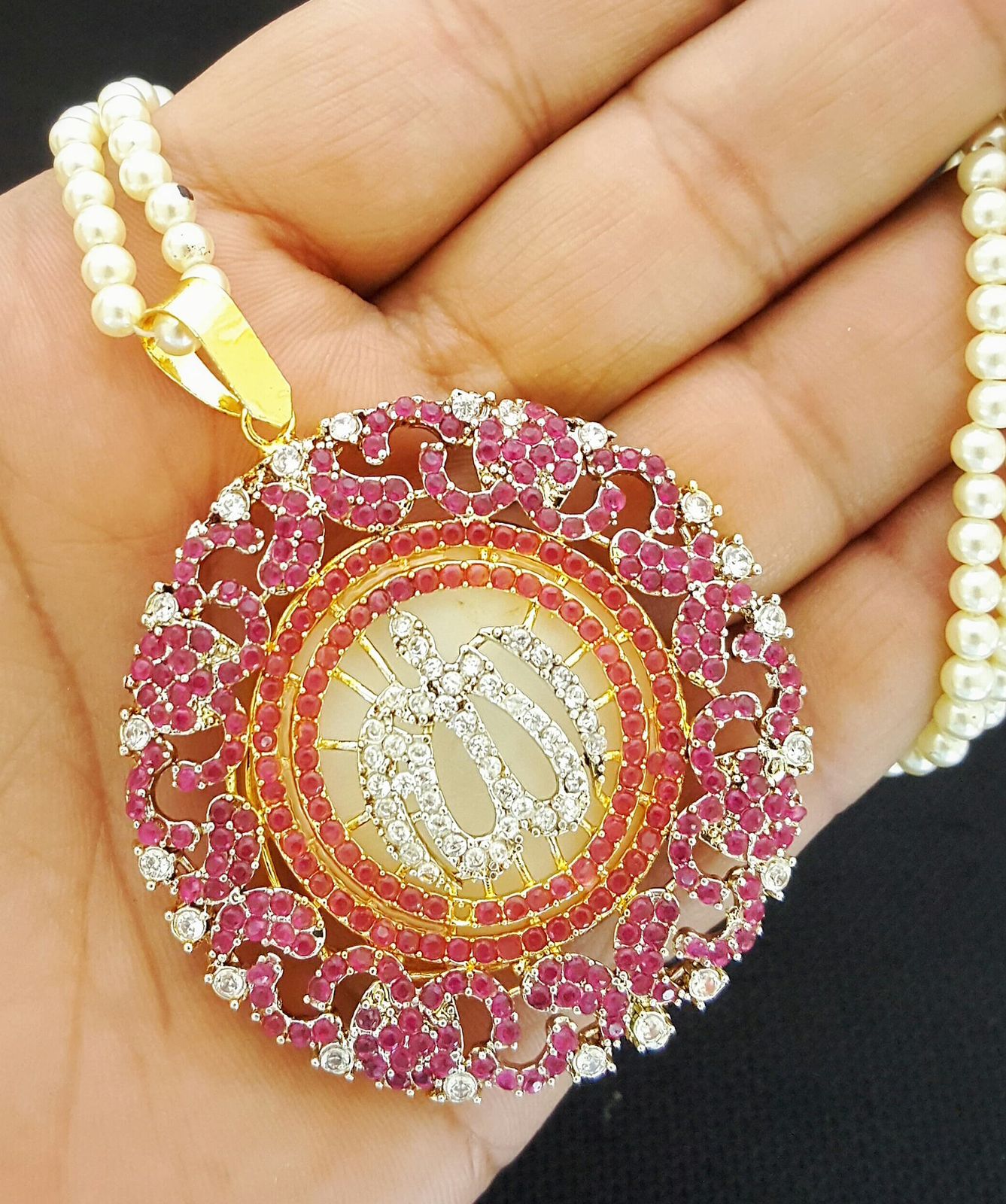 Zarcon Calligraphy Pendant with mala-2579 Nayab Jewellery