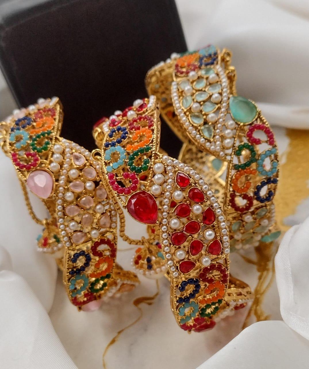 Marquise cut Openable Bangles (pair)-2591 Nayab Jewellery