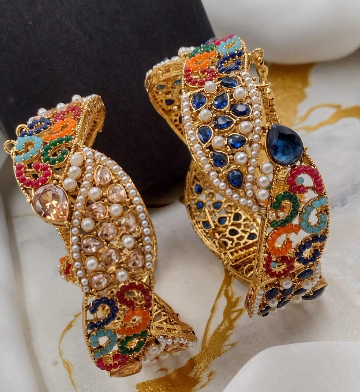 Marquise cut Openable Bangles (pair)-2591 Nayab Jewellery