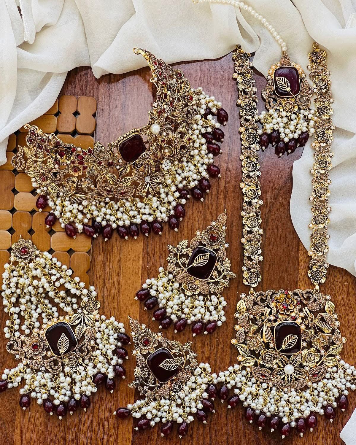 Rajhistani Choker Necklace set with Matha patti-2618-Silver (Copy) Nayab Jewellery