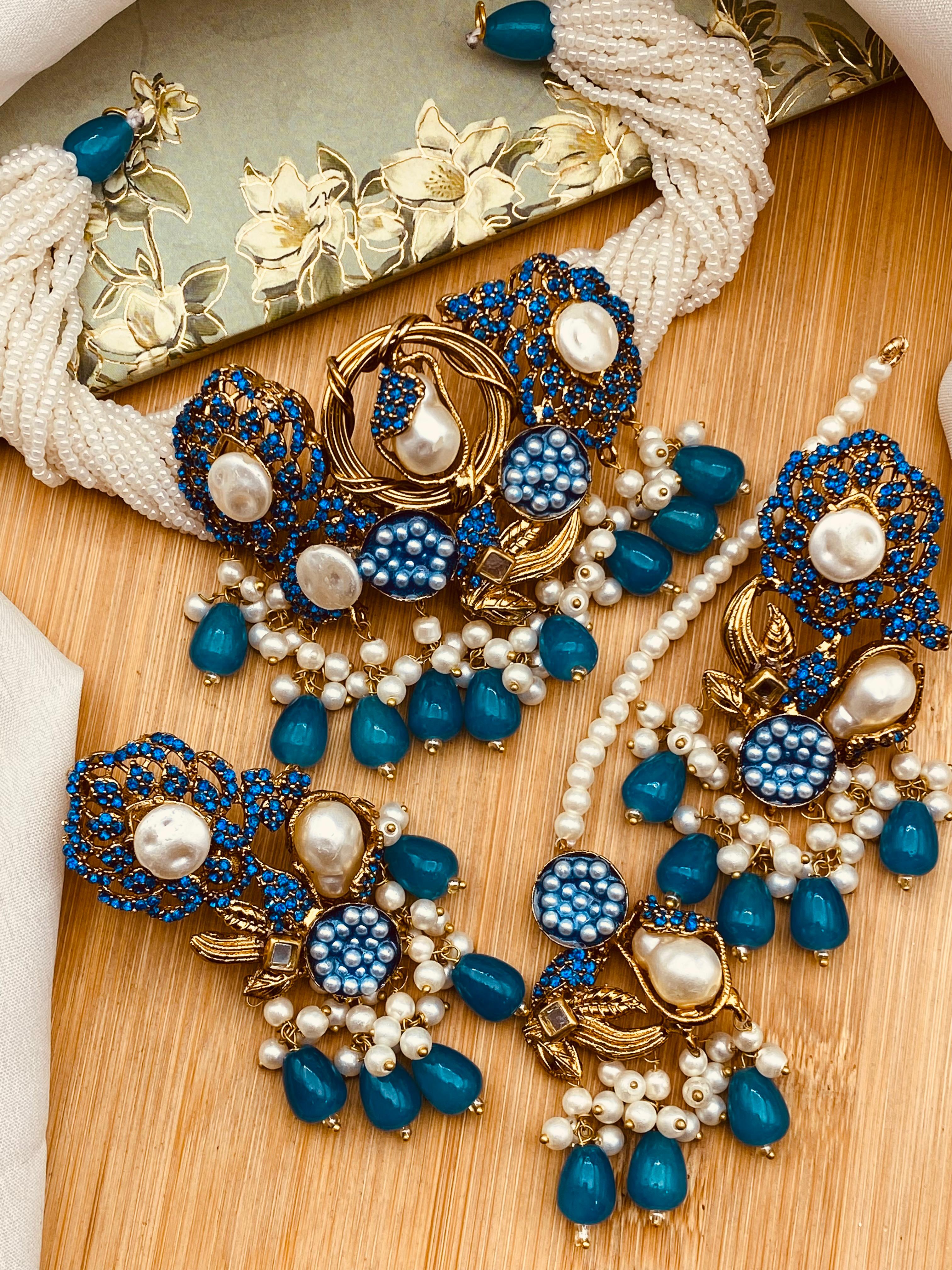 Turkish Mother Pearl Chokar Set-2695 Nayab Jewellery