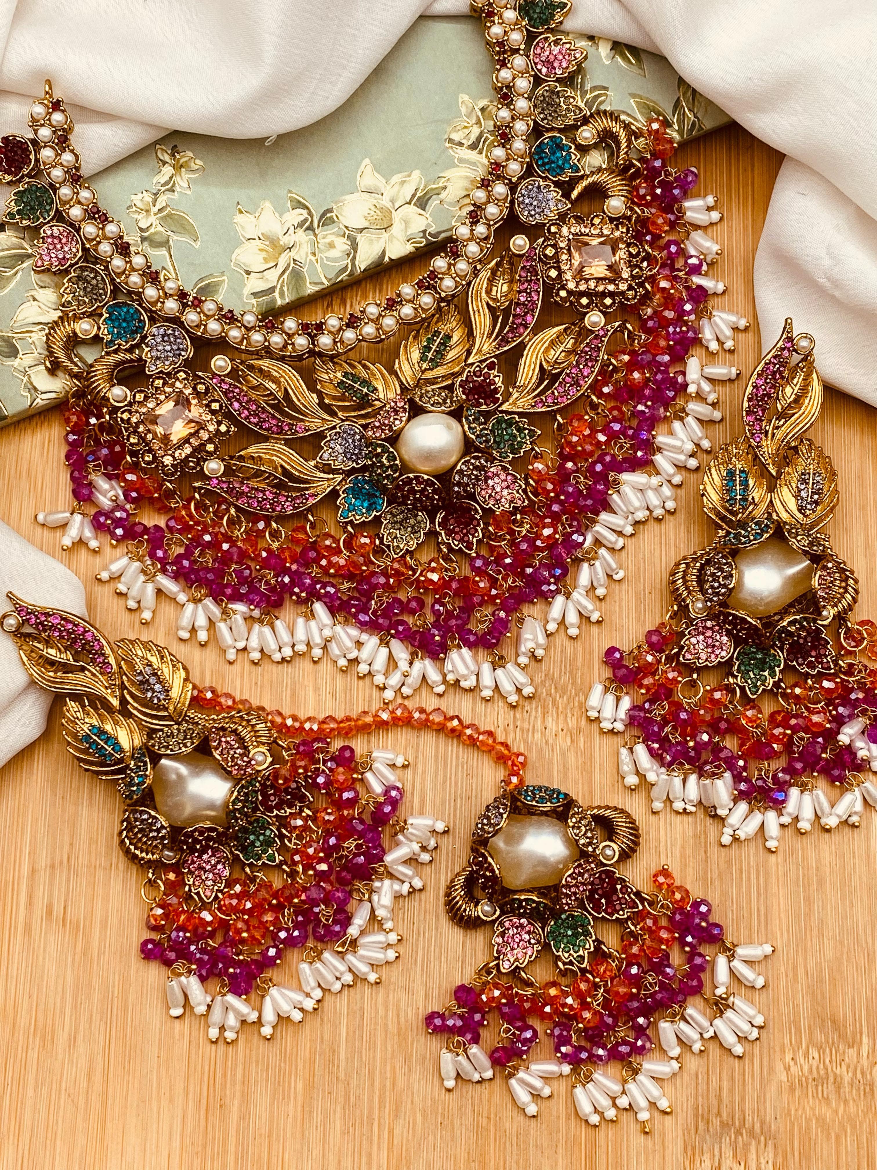 Mother Pearl Noratan Bridal Necklace set-2713 Nayab Jewellery