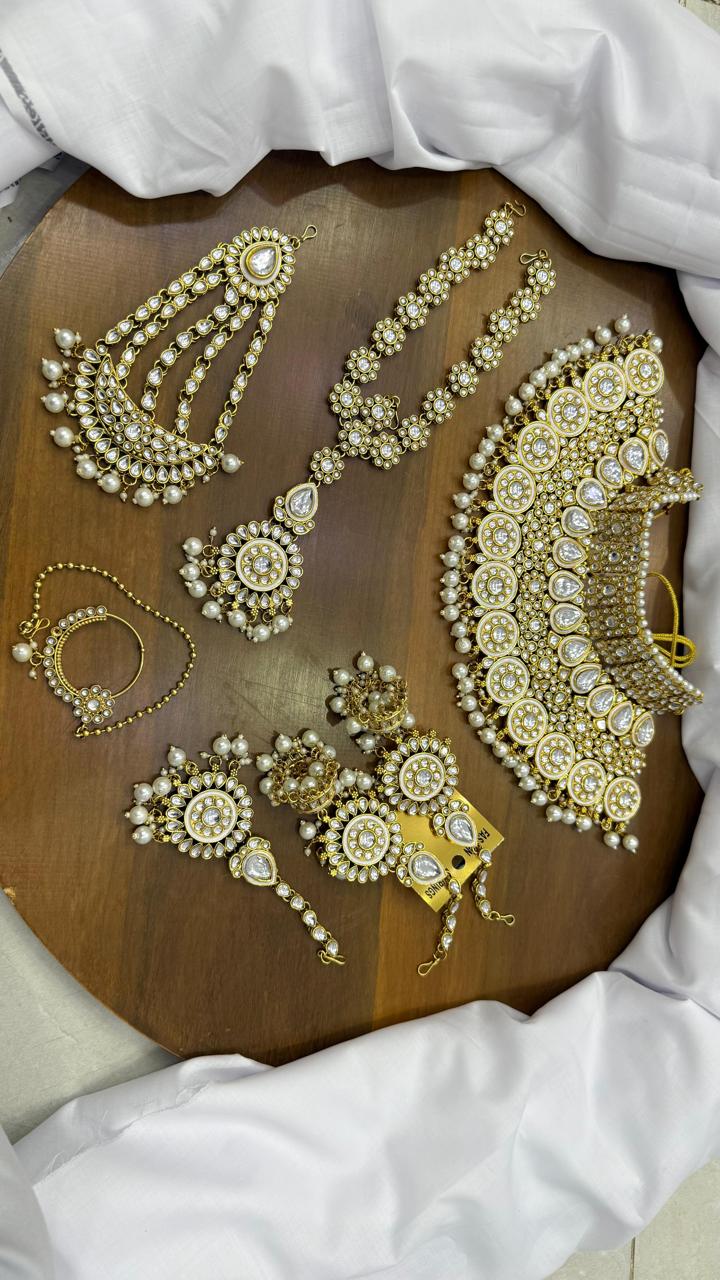 Indian Dubi Kundan 7 pcs Birdal Set-2719 Nayab Jewellery
