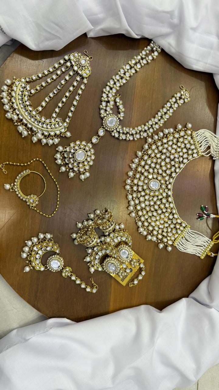 Indian Uncut Kundan 7 pcs Birdal Set-2720 Nayab Jewellery