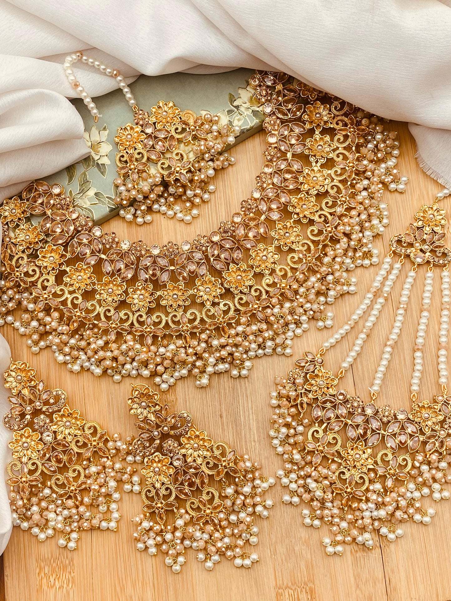 Real Stones Zarcon Bridal Necklace set-2894