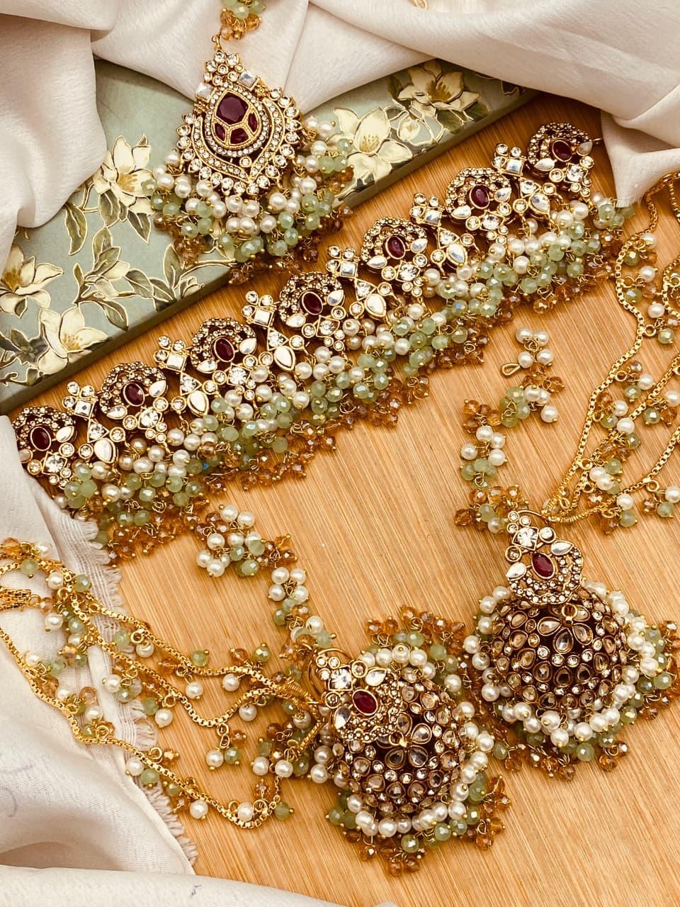 Wajiha Chokar Set with sahara Earrings &Tika N-100