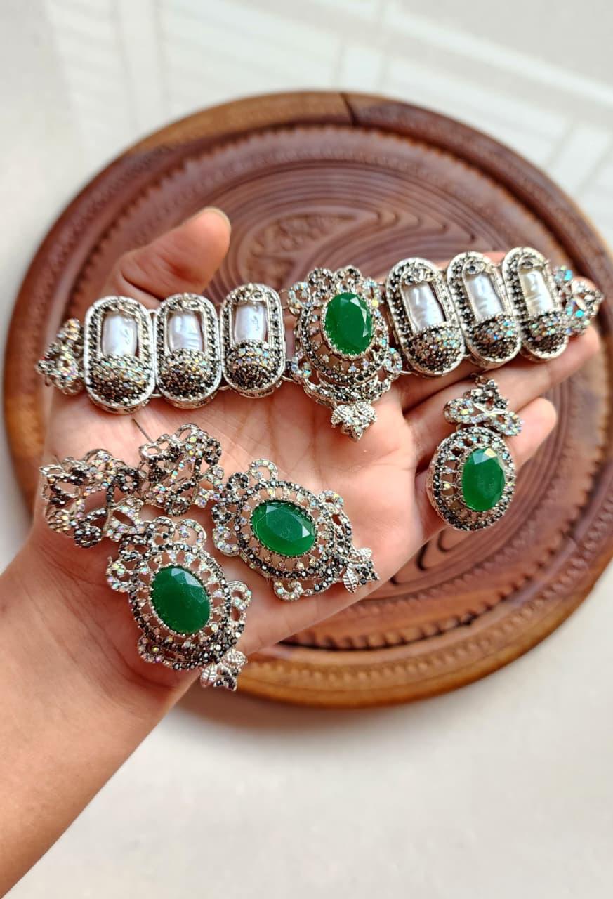 Doublet Stones Mother pearl Necklace set N-1034