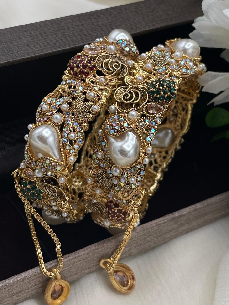 Turkish Mother Pearl Openable Bangles-2722 Nayab Jewellery