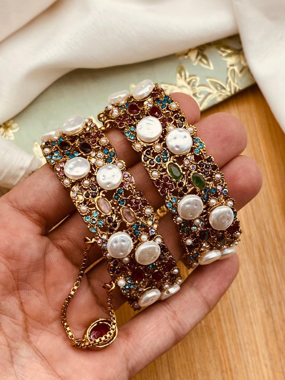 Turkish Mother Pearl Openable Bangles-2776 Nayab Jewellery